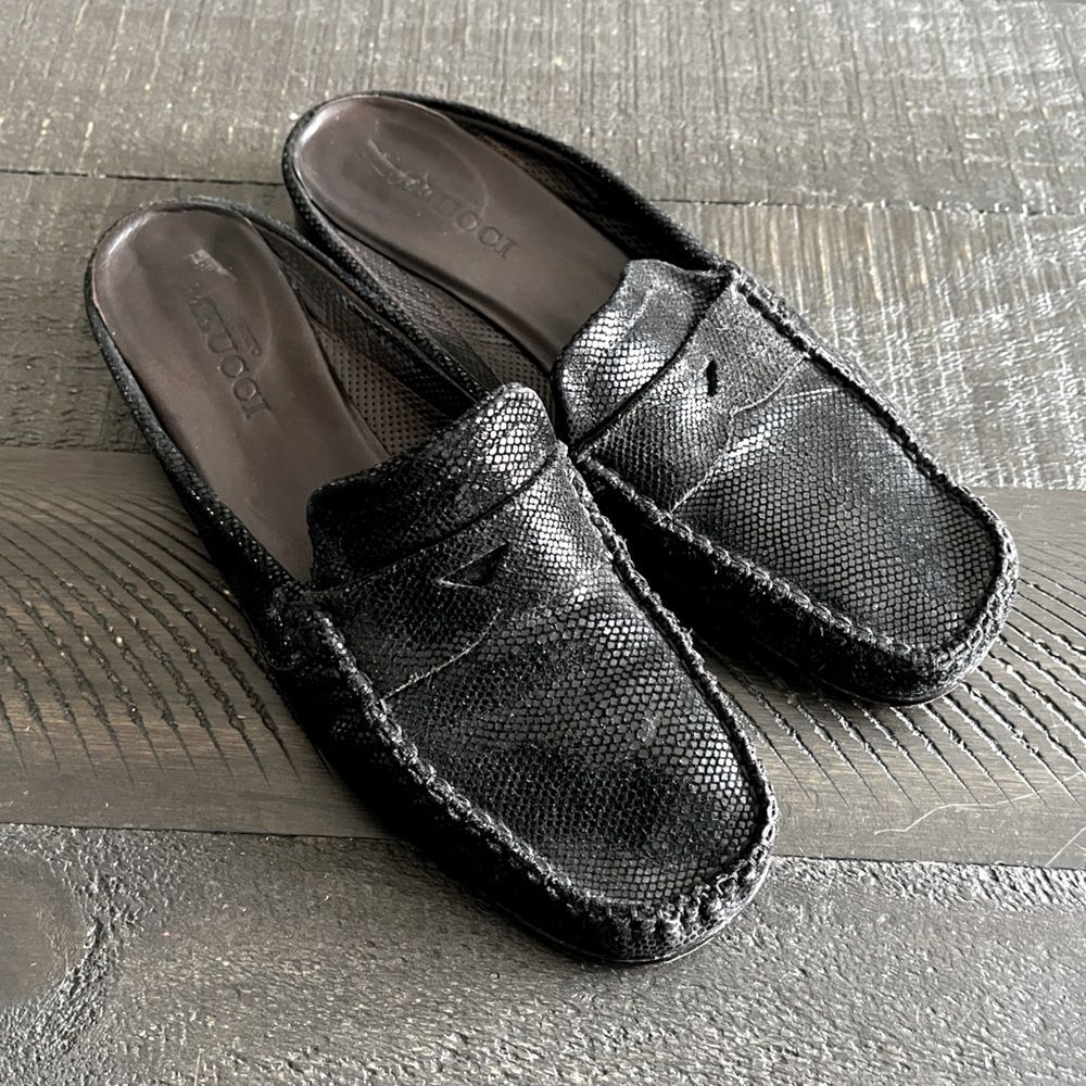 Sesto Meucci Embossed Leather Slip Open Back Flats Loafers Size 7.5